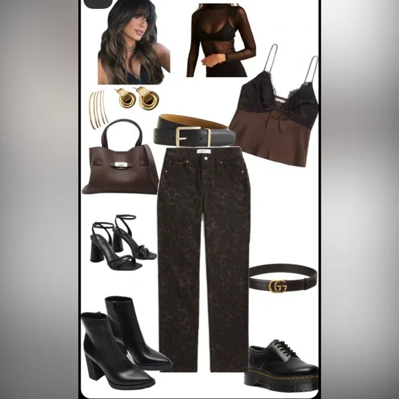 NWOT Abercrombie Leopard Mid Rise 90s Strait Jeans - Picture 2 of 5